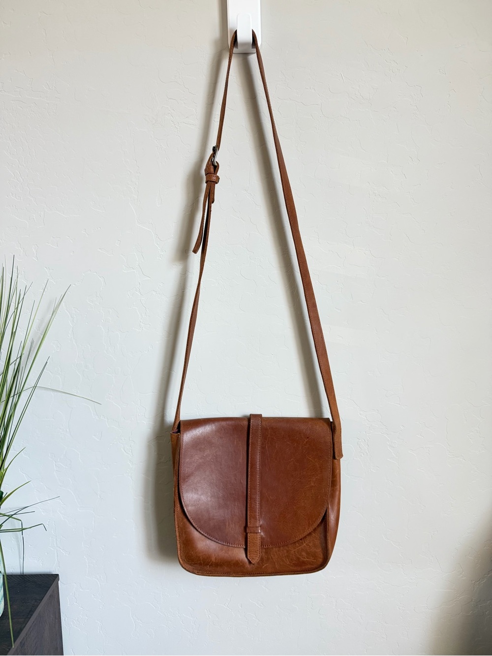 ABLE Leather Crossbody Bag Cognac Brown Handmade Ethiopia - Picture 2 of 10